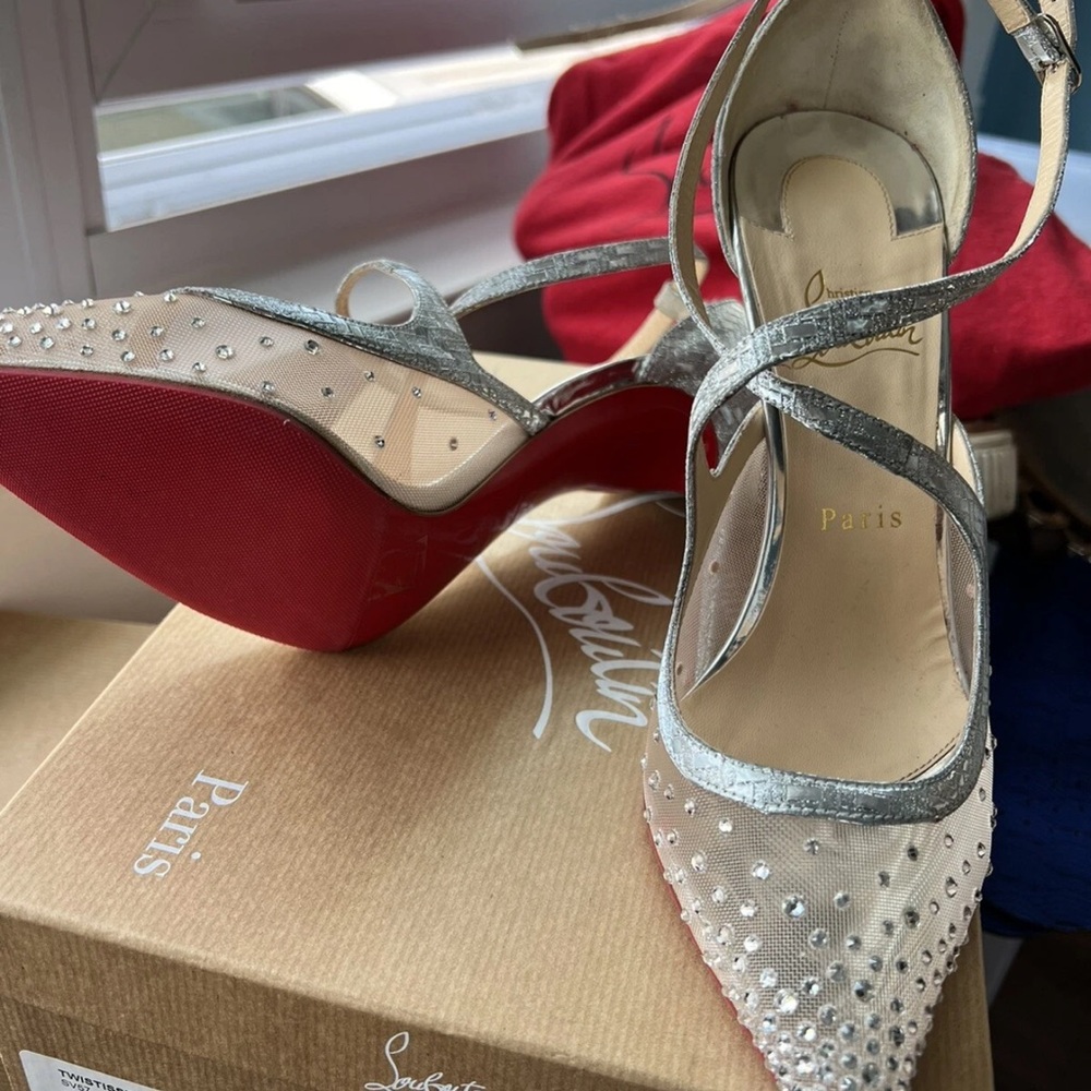 Christian Louboutin Silver Heels with Red Soles